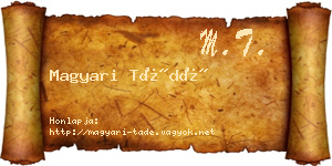 Magyari Tádé névjegykártya